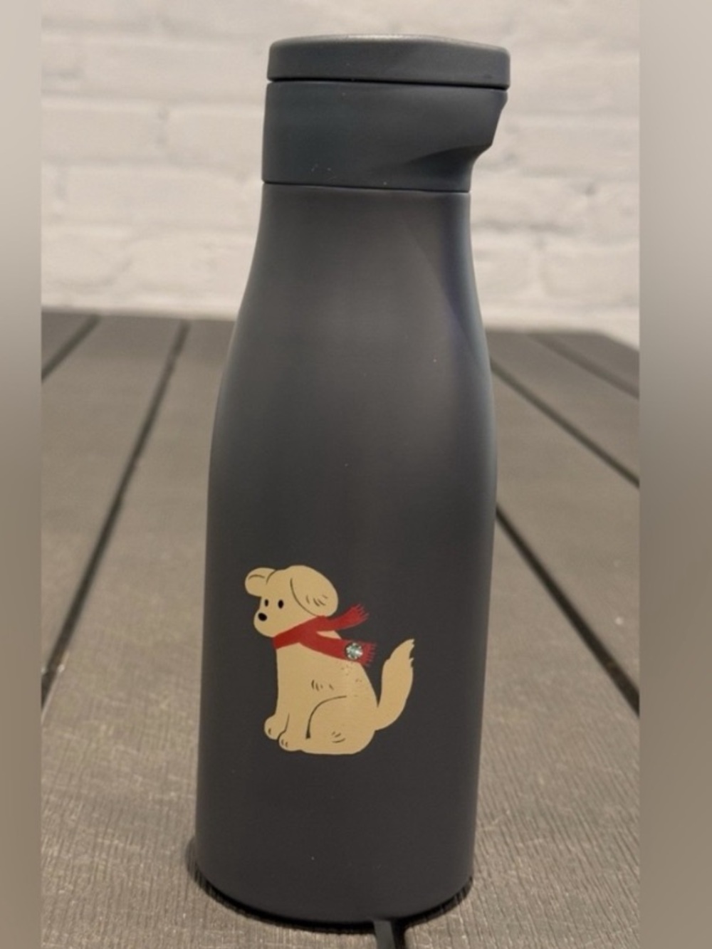 New Starbucks coffee Tumbler, Puppy design. 14FlOz. Slate Grey, Convenient Lid